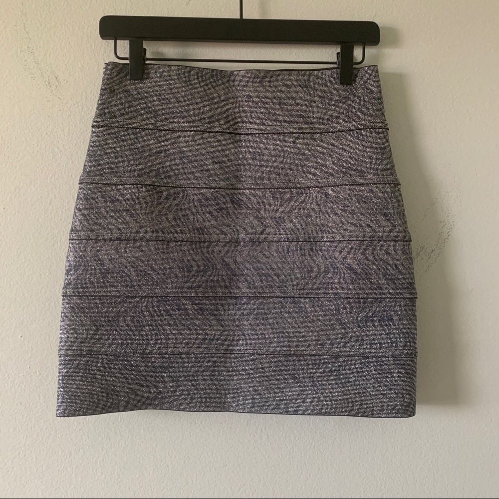 Bebe Addiction Blue & Metallic Bandage Skirt
